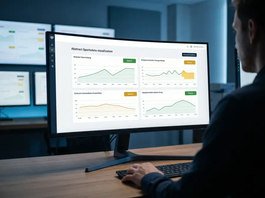 Monitoring-Bildschirm mit Sportdaten zur Integritätsprüfung von MMA-Events