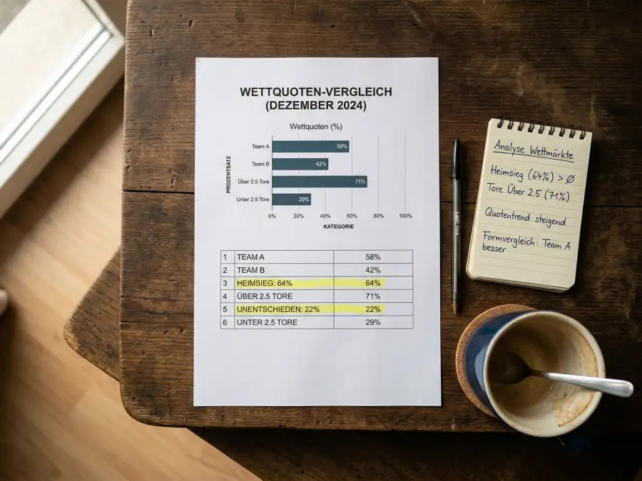 Quotenanalyse-Dokument mit Stift und Notizen für MMA-Sportwetten